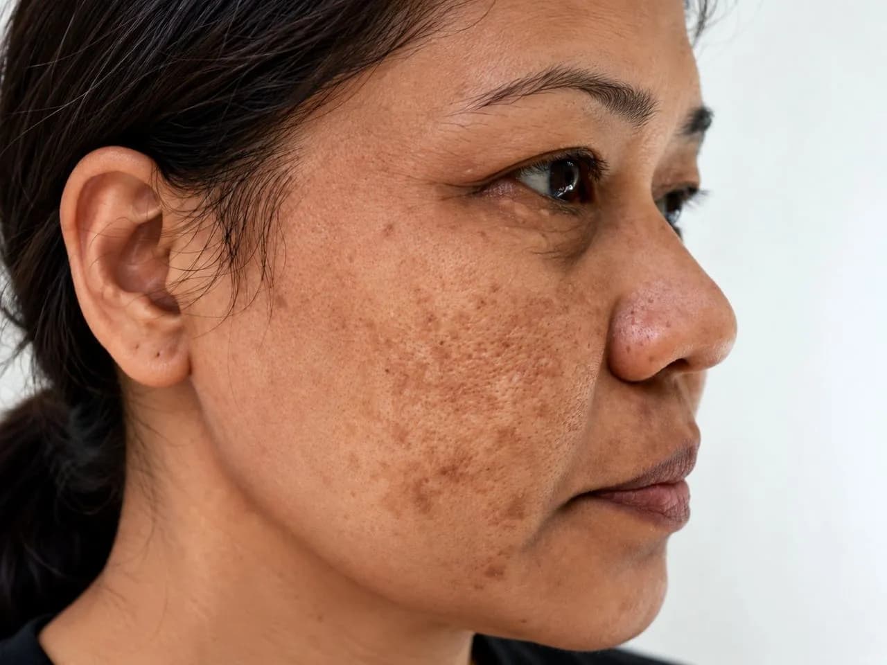 Woman with even-toned skin after a pigmentation treatment consultation